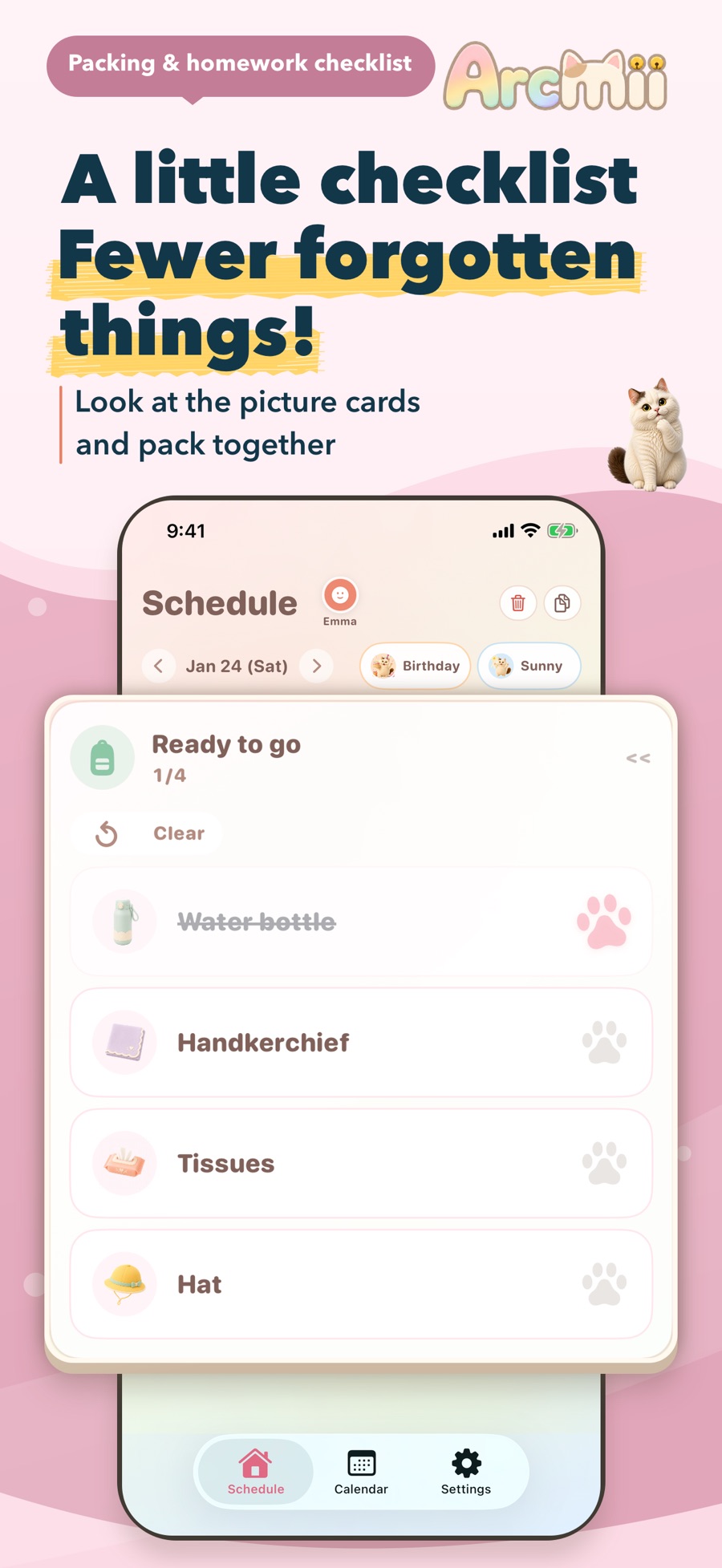 Arcmii: Packing checklist