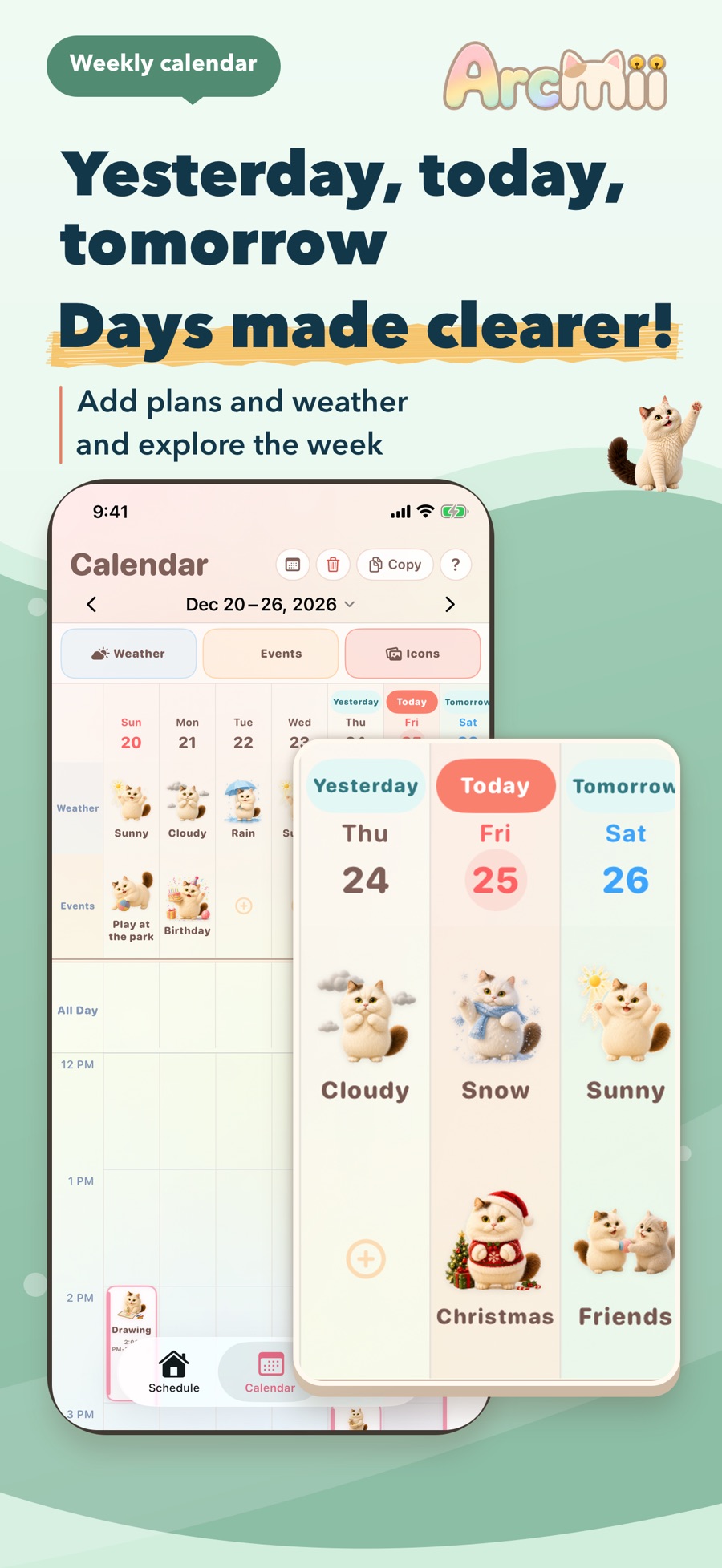 Arcmii: Weekly calendar