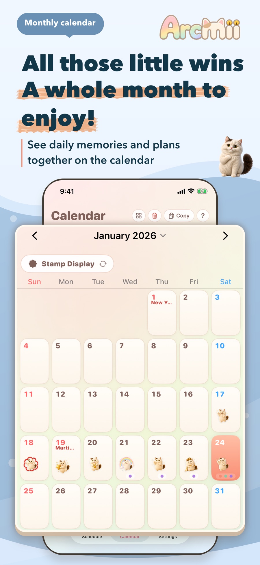 Arcmii: Monthly calendar